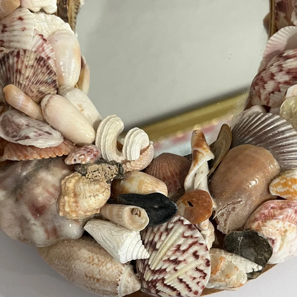 Handmade Coastal Seashell Oval Mirror 8 x 5 Shells Florida & Panama